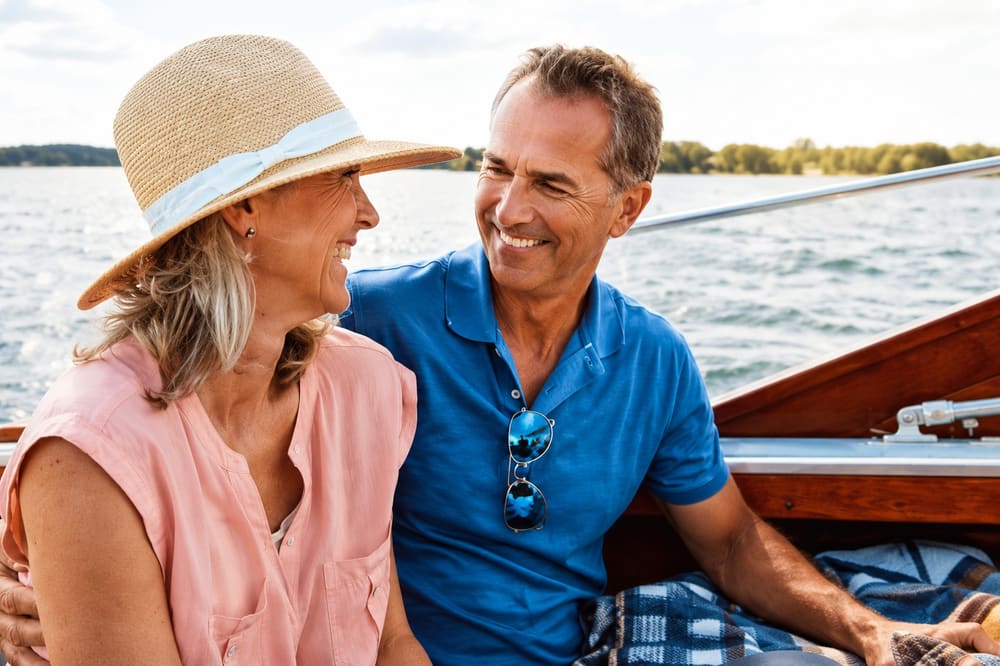 Pareja de jubilados disfrutando su retiro en un velero — Plan Personal para el Retiro (PPR) Life Experts